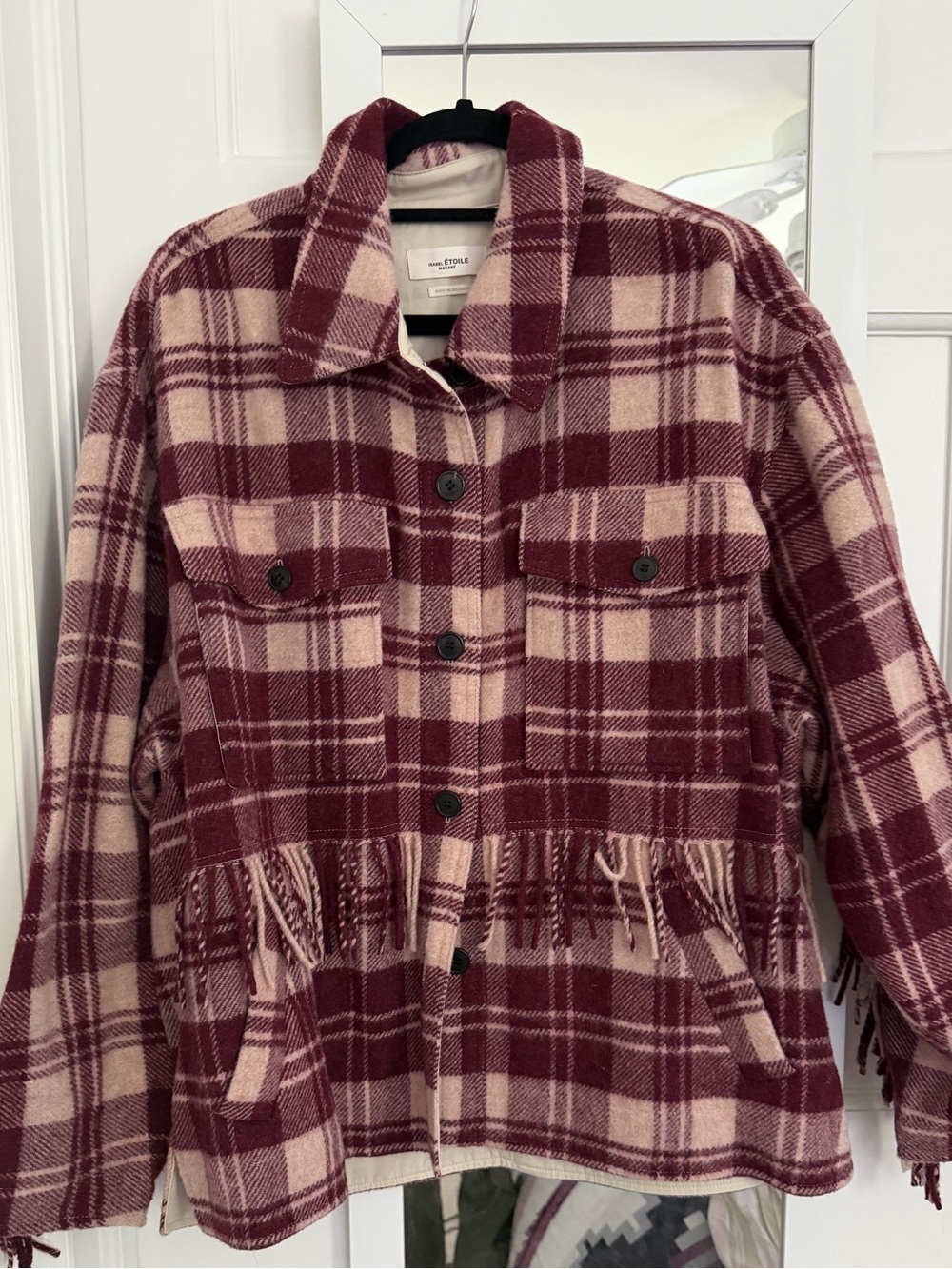 Etoile Isabel Marant Fringe Button-Up Jacket - Pink/Burgundy